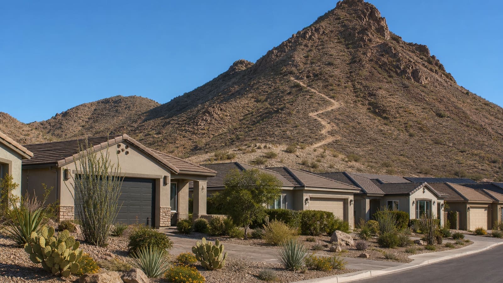 Homes at the base of Exploration Peak in Mountain’s Edge, southwest Las Vegas