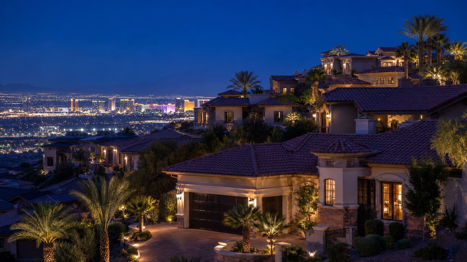 Hillside homes in Henderson zip code 89052 with valley views