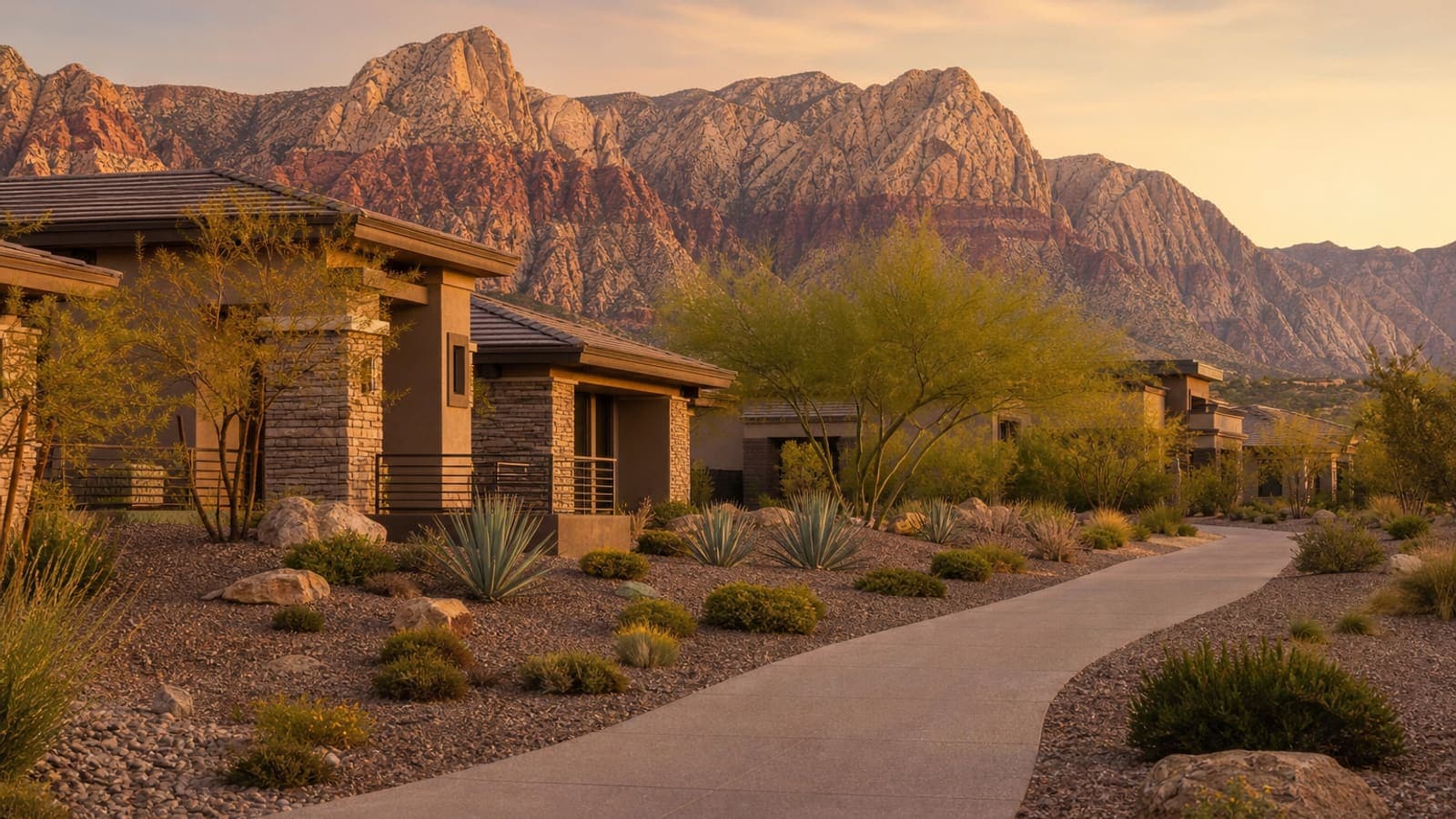 Summerlin West homes in zip code 89138 against the Red Rock escarpment